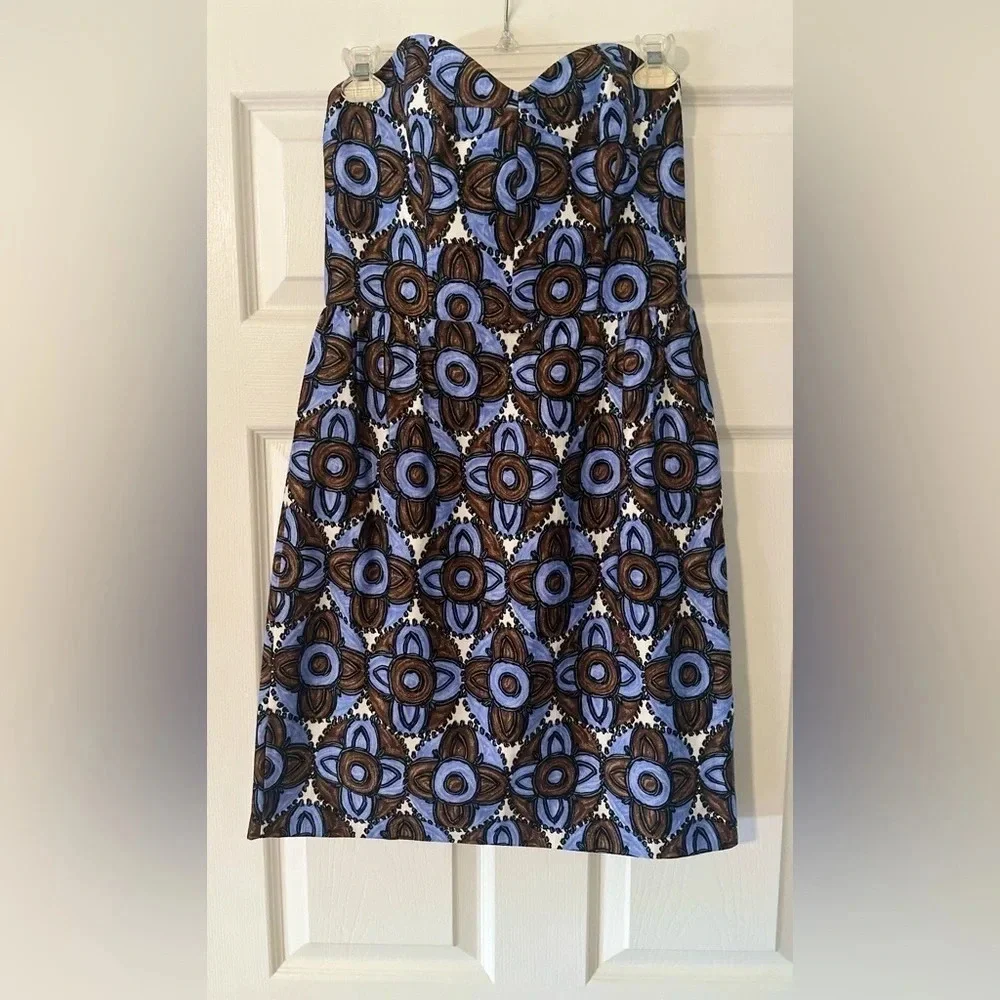Women’s Milly Mabry Printed Sweetheart Necklinestrapless Dress. Size 6.